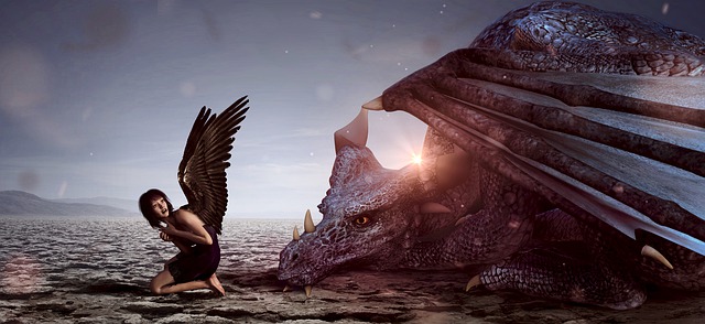 Fantasy, Elfe, Drachen, Stimmung, Licht