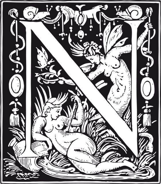 Free ornament letter source illustration