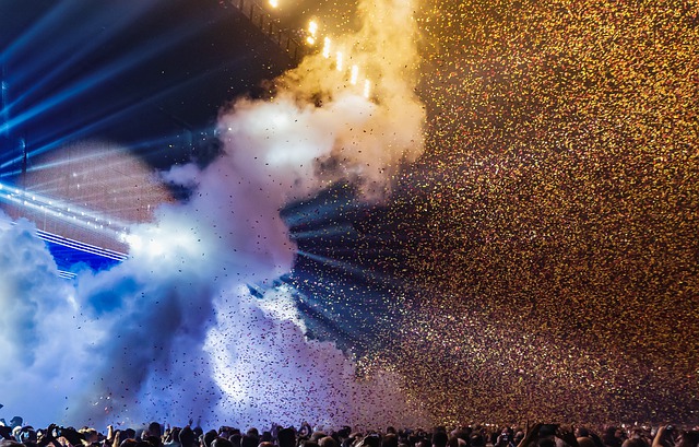 Free concert confetti light effects illustration