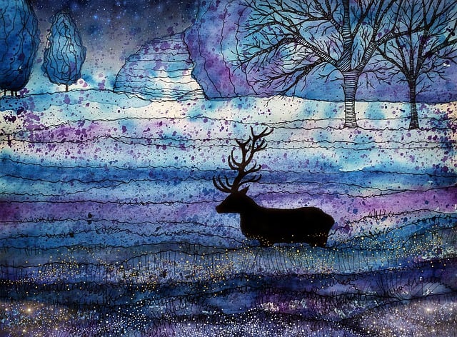 Free night story deer illustration