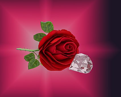 Rose, Diamant, Liebe, Romantisch