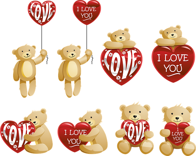Free love hearts teddybear illustration