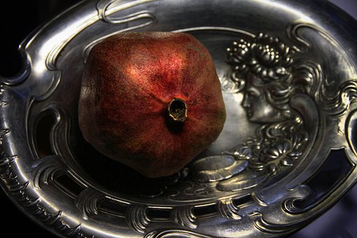 Plato, Granate, Plata, Fruta