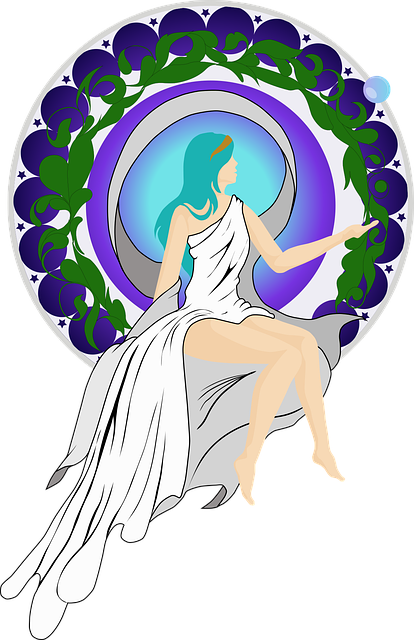 Free a circle plant young woman vector