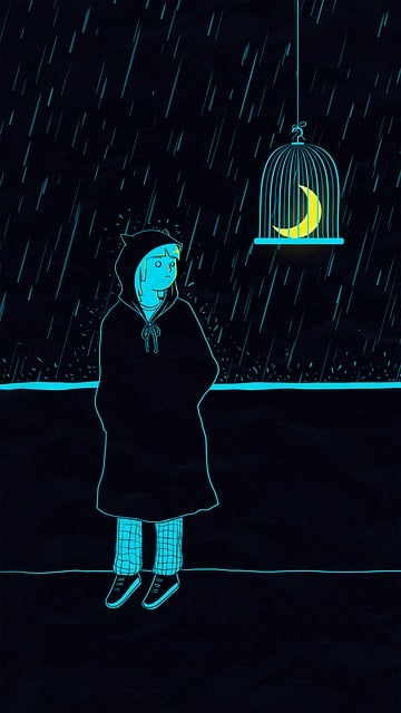 Free cage night girl illustration
