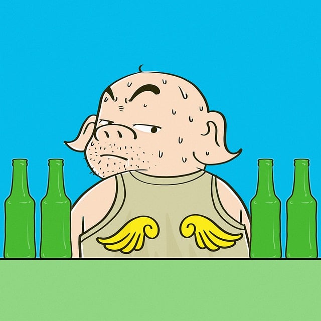 Free pig wing drinking illustration