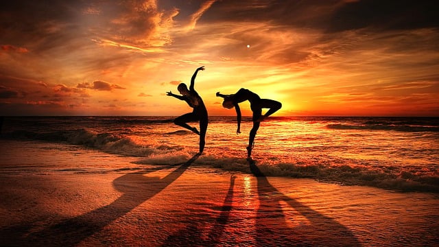 Free sunset silhouettes dancer illustration