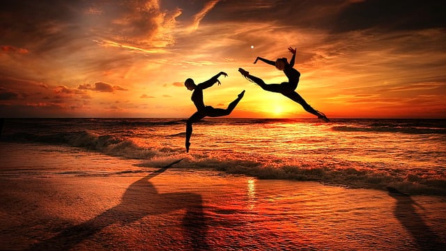 Free sunset silhouettes dancer illustration