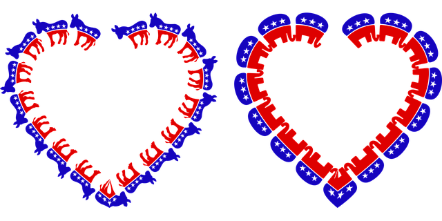 Free democrat republican heart vector