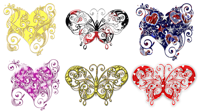 Free butterfly hearts vectors illustration