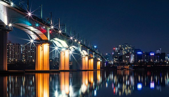 Free Tangshan Railway Bridge Night Sky photo and picture