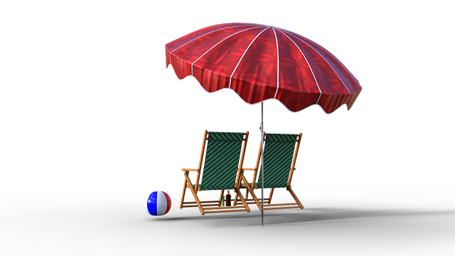 Free beach chair umbrella ball illustration