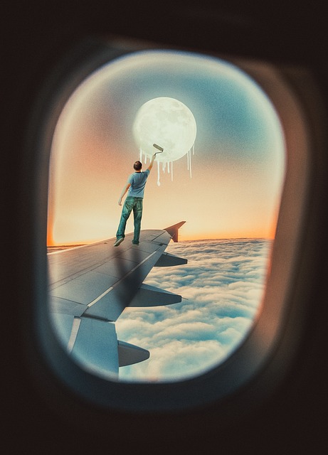 Photoshop, Manipulare, Luna, Om, Avion