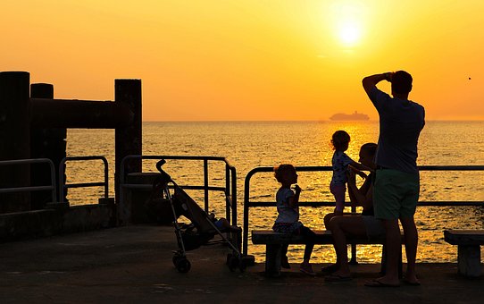 Caring, Orange, Seaside, Walk, Love