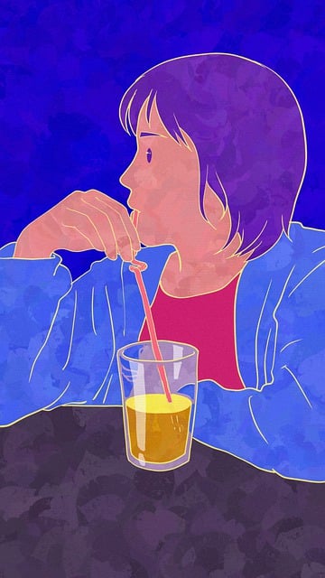 Free hand painting color girl illustration