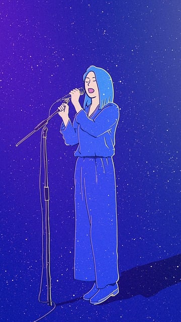 Free hand painting girl night illustration