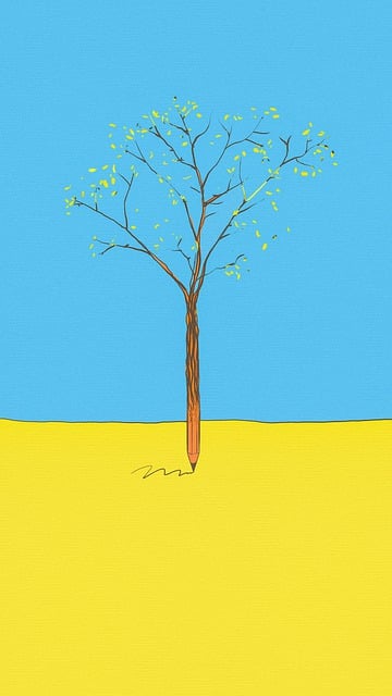 Free hand drawing tree pen illustration