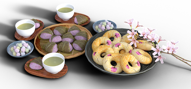 Free tea time tea pastries illustration