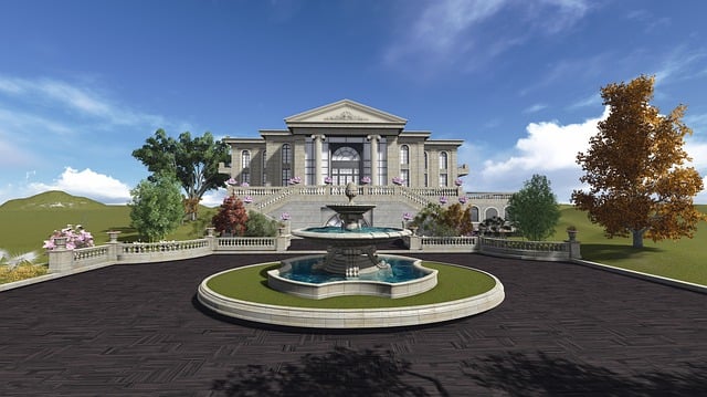 Free villa architecture rendering illustration