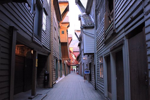 Bergen, Bryggen, Træ Huse, Norge