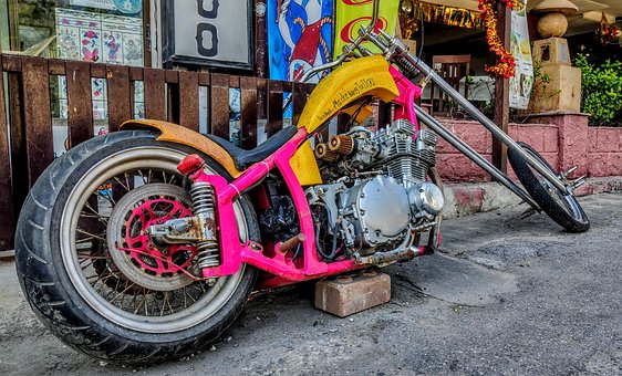 Motorrad, Chopper, Bremsscheibe, Pink