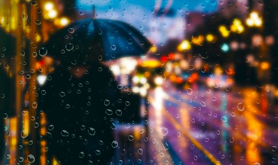 Chuva, Noite, Cidade, Garota