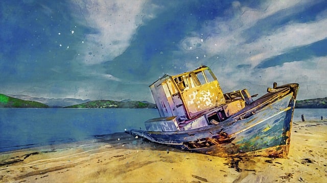 Free boat sea sky illustration