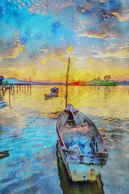 Free boat cloud sunset illustration