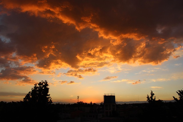 Solnedgang, Skat, Landskab, Skyer