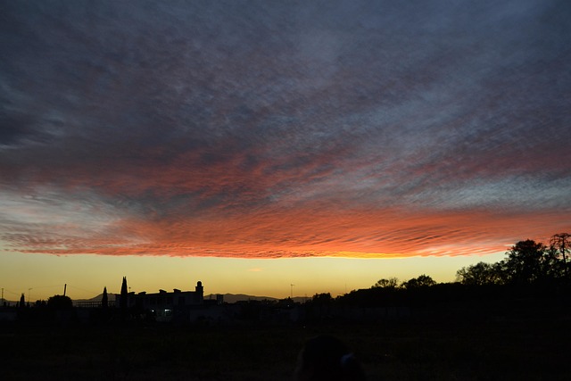 Solnedgang, Rød, Skat, Landskab, Skyer