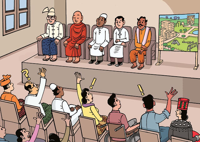 Free religious leaders burma illustration