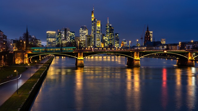 Město, Noc, Panoráma, Architektura