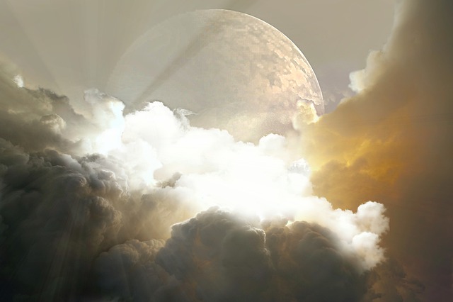 Free moon clouds sky illustration