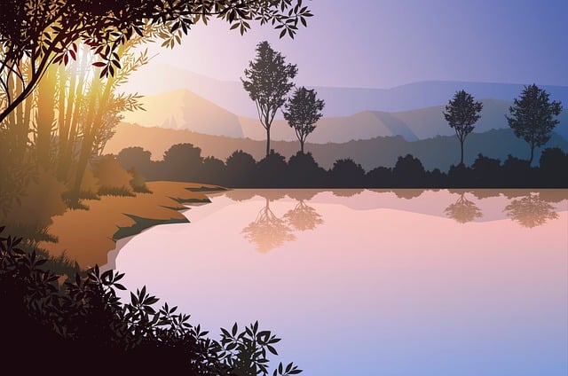 Free sunset sky tree illustration