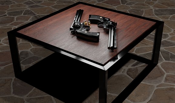 Salongbord, Bevæpnet, Colt Python, 3D
