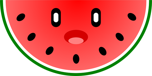 Watermeloen, Schattig, Kawaii, Eten