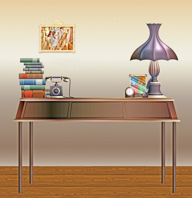 Büro, Schreibtisch, Bücher, Jahrgang