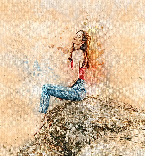 Free watercolor digital girl young illustration
