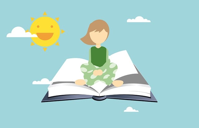 Download free HD stock image of Reading Girl Free reading girl flying illustration