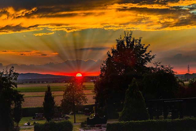 Free Sunset Graveyard photo and picture