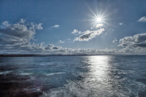 Ozean, Meer, Strand, Sonne, Wolken