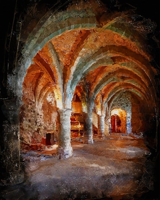 Free arch medieval cloister illustration