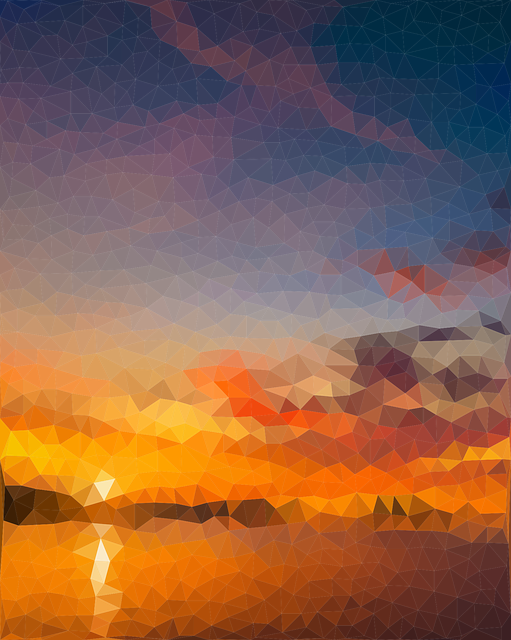 Free lowpoly sunset landscape vector