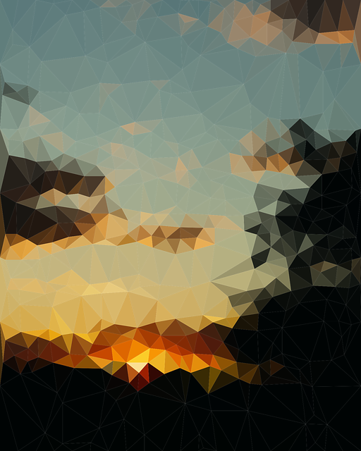 Free lowpoly sunset landscape vector