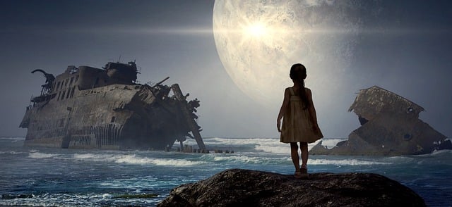 Free fantasy moon girl illustration