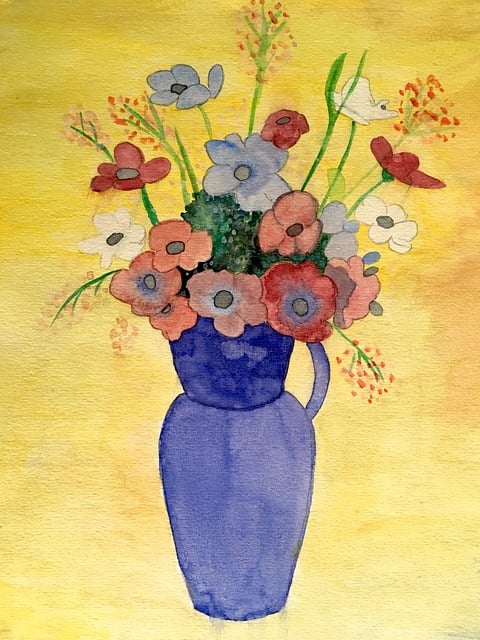 Akvarel, Blomster, Maleri, Buket