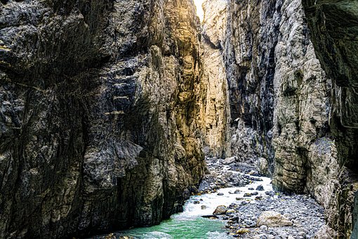 Schlucht Felsen, Berge, Stimmung, Wasser