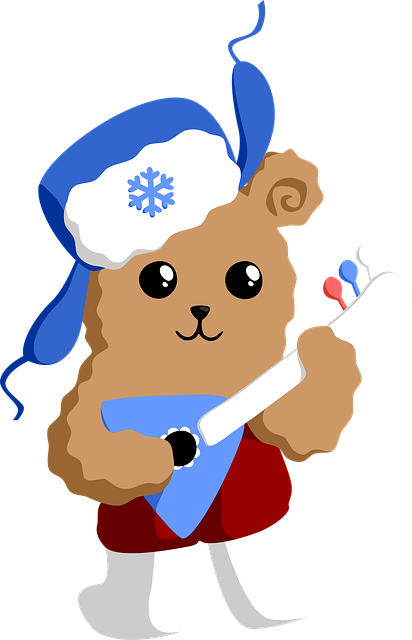 Free bear musician balalaika illustration