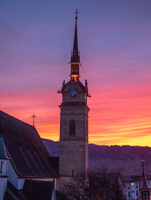 Solnedgang, Kirke, Tårn, Pegede, Katolsk