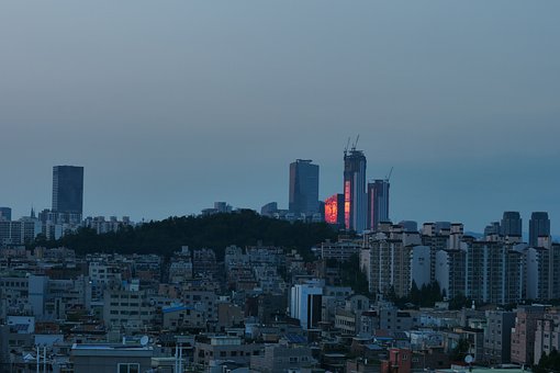 Korea, Soul, Noční Pohled Na Soul, Město